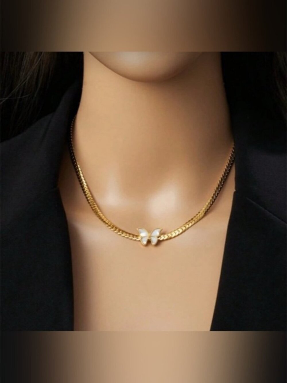 Gold Plated Stainless Steel Butterfly Necklace